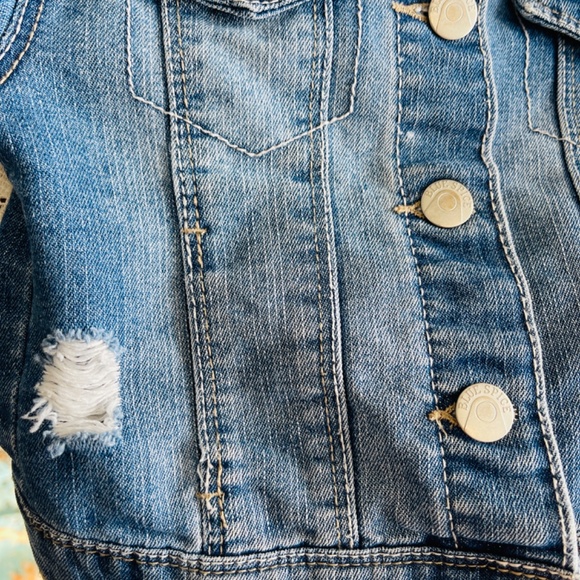 Blue Spice Denim Jean Jacket Distressed Girls Size 7 Back to School - Picture 4 of 7